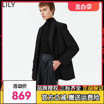 【专柜甄选】LILY2024春新款女装商务通勤百搭黑色休闲西装外套女