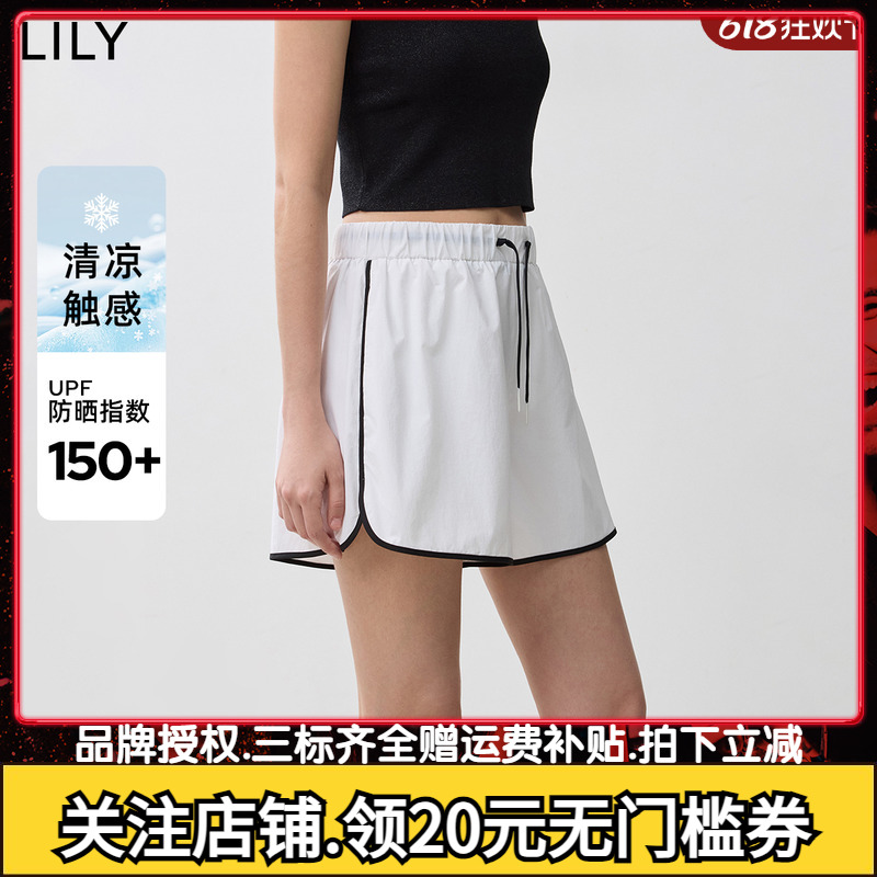 【UPF150+】 LILY2024夏新款户外运动白色轻薄户外防晒短裤女