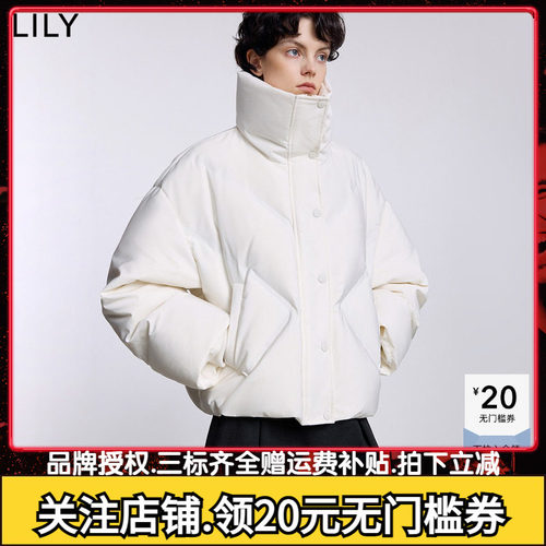 【法奢白金鹅绒服】商场同款LILY2025冬新款高腰泡芙羽绒服女短款