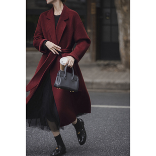 小谷粒奶糖大衣 100绵羊毛双面呢外套女秋冬新款双排扣百搭上衣