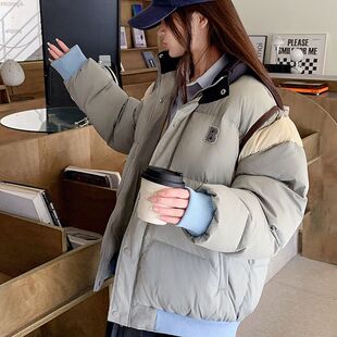 韩系拼色羽绒服女冬新爆款立领学生棉服面包服小个子外套棉服棉衣