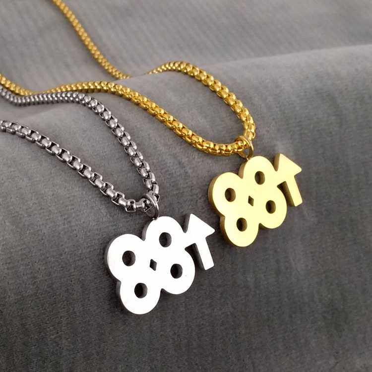 欧美嘻哈个性潮人男女说唱配饰 rich brian 88上升项链钛钢吊坠