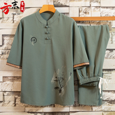 养生会所工作服足浴技师服足疗馆中式按摩店理疗师短袖长裤套装男