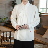 内搭衬衣小褂 右衽纽扣交领内衬古风打底内衫 改良汉服衬衫 男长袖