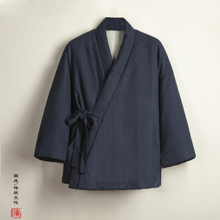 冬季中国风男装汉服棉衣保暖厚外套复古中式棉袍男士亚麻唐装棉袄