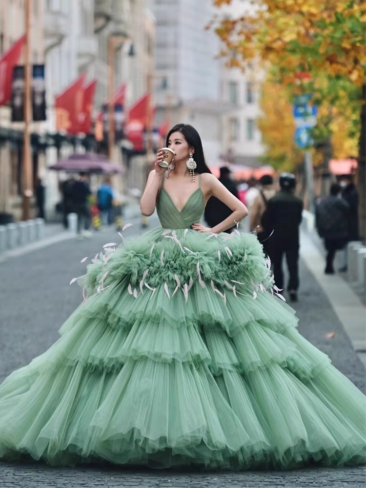 Green wedding dress suitable for photo sessions, internet celebrity Green wedding dress suitable for photo sessions, internet celebrity