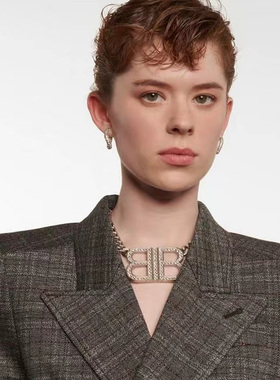 古巴链男女双B字母吊坠项链