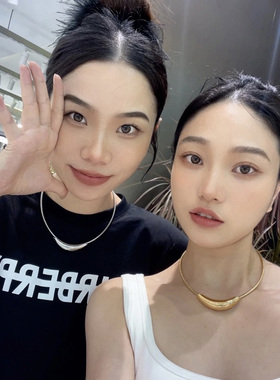 冷淡金属风弧形弯管项圈