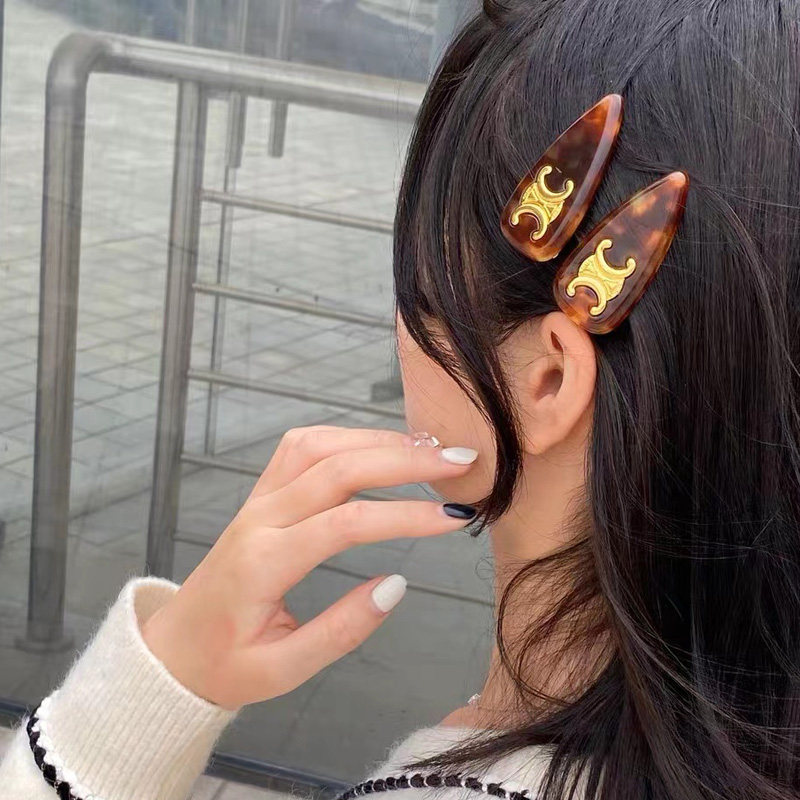 法式复古大理石纹醋酸鸭嘴夹凯旋门发夹甜美减龄刘海夹碎发侧边夹