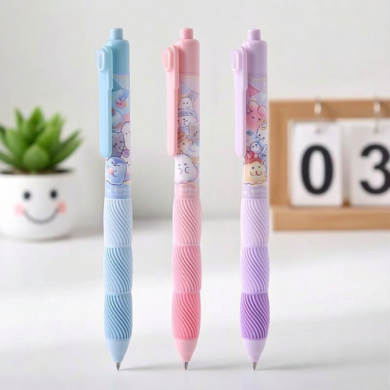 得力YY008晶蓝黑幽幽家族按动可擦中性笔0.5按动可擦子弹头学生用