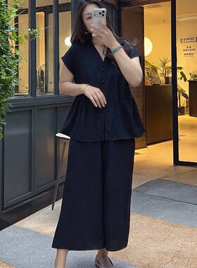 夏季凉感棉绸女士9分裤套装