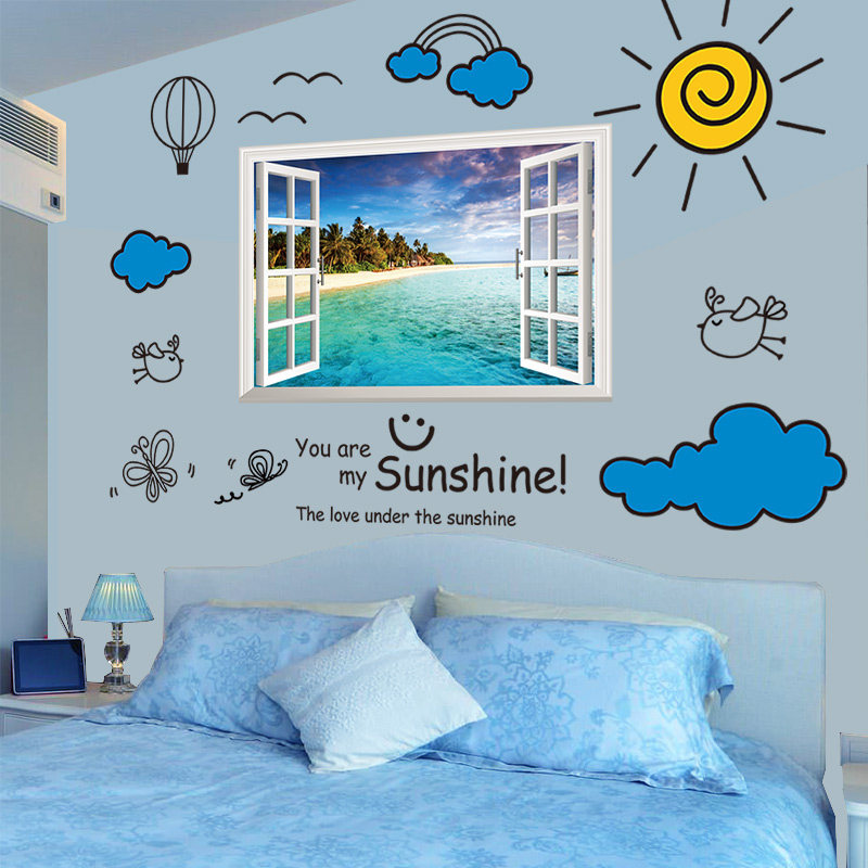 3d立体墙贴画床头背景墙装饰布景卧室房间墙壁纸墙面墙纸自粘贴纸