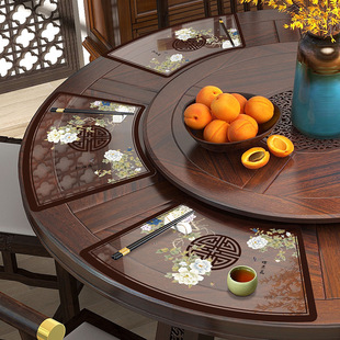 新中式 圆桌扇形餐垫高级感酒店专用餐垫商用防水防烫隔热弧形桌垫