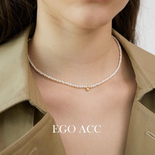 ACC EGO 高级感精致轻奢尖晶石项链米粒珍珠迷你吊坠锁骨链叠戴
