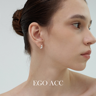 EGO 简约精致迷你小水滴耳圈s925纯银高级感百搭气质通勤耳环 ACC