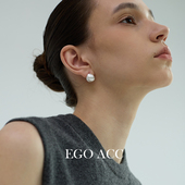 小银蛋 EGO ACC 高级感椭圆拉丝哑光小球耳环女简约百搭休闲耳钉