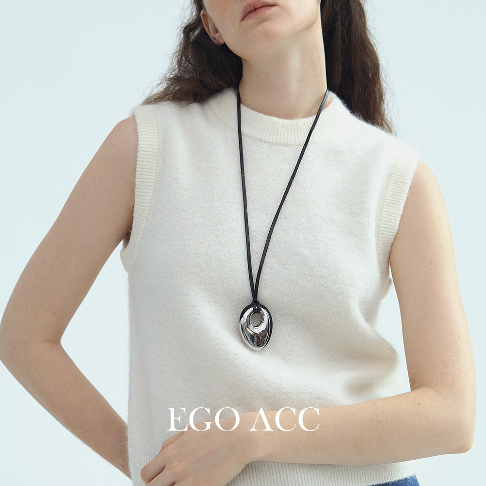 EGO黑玛瑙几何吊坠黑绳毛衣链