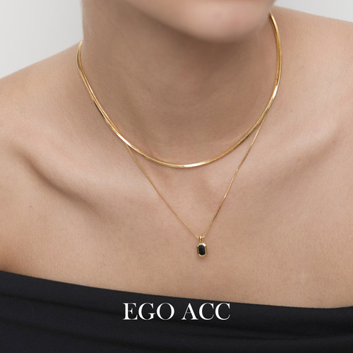 EGOACC高级感精致迷你黑锆石项链