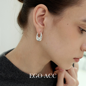 高级感椭圆水滴光面耳环女欧美风博主同款 EGO ACC 休闲耳圈