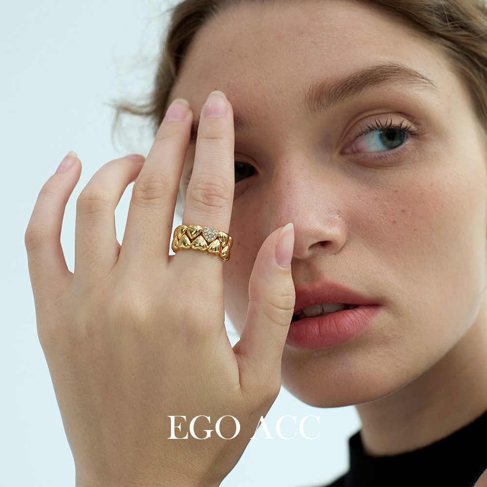 EGOACC中古精致双层爱心戒指