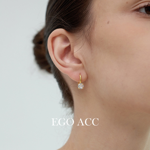EGO 精致简约一颗锆石金属耳环女高级感气质通勤迷你百搭耳圈 ACC