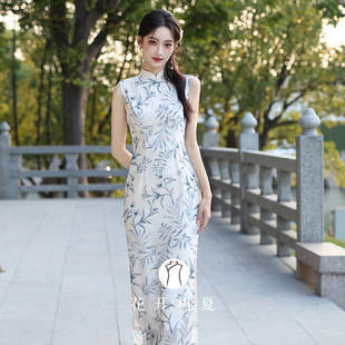 新中式国风素雅无袖旗袍2026春款绝美气质少女感修身连衣裙2/27