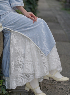 旗袍内搭衬裙蕾丝半身裙松紧复古百搭旗袍秋冬搭配打底遮胯显瘦