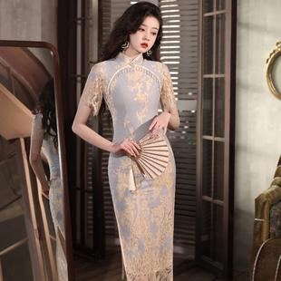 夏季 复古民国风蚀骨改良旗袍日常气质蕾丝连衣裙少女 旗袍2025新款