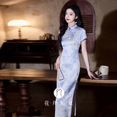 国风提花旗袍绝美气质年轻款 新中式 少女紫色连衣裙 紫嫣藤