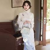 连衣裙10 新中式 加绒加厚长款 旗袍2025冬款 国风米白色倒大袖