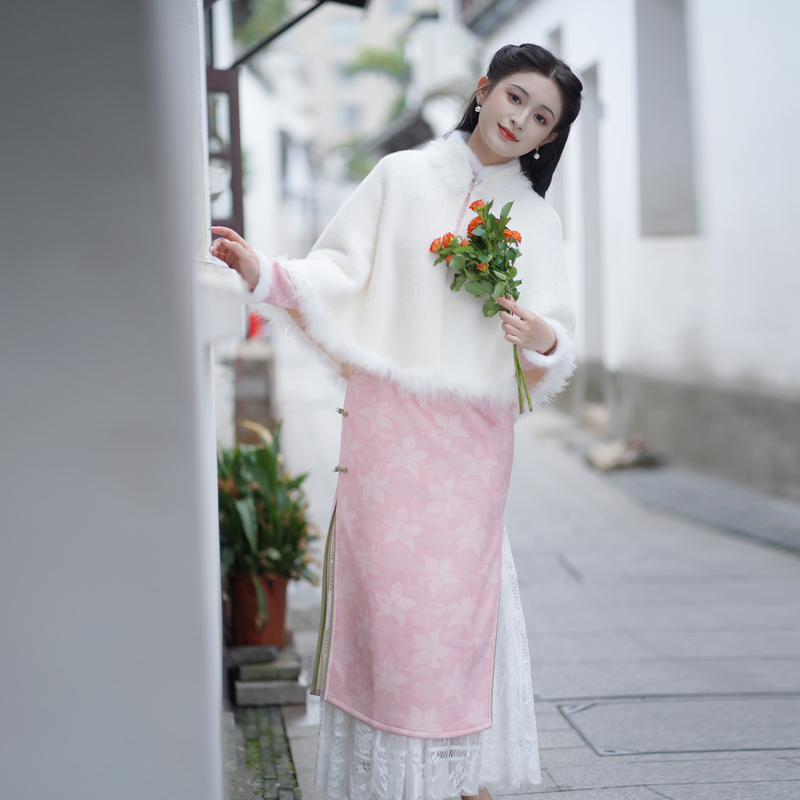 新中式复古水貂绒披肩