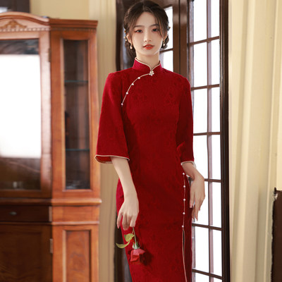 新中式改良设计款旗袍结婚敬酒服