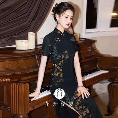 新中式改良高级感黑色旗袍