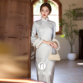 少女加绒加厚11 蓝色长袖 改良气质高级感年轻款 新中式 旗袍冬装