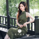 绿色挂脖旗袍2025夏季 连衣裙 少女无袖 新款 高端改良年轻款