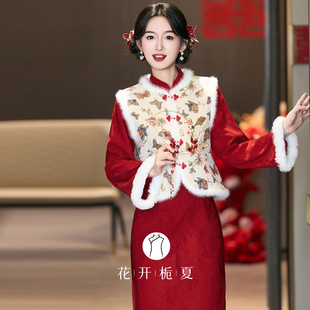 新娘敬酒服拜年服10 新中式 年轻款 新款 国风红色旗袍2025冬季