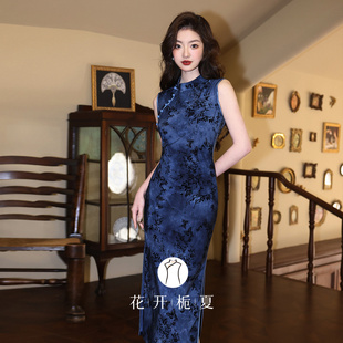 老上海复古风绝美无袖旗袍2025夏季年轻款高级感修身连衣裙