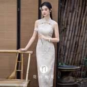 绝美气质显瘦连衣裙2 旗袍2026春夏新款 国风清冷气质无袖 新中式