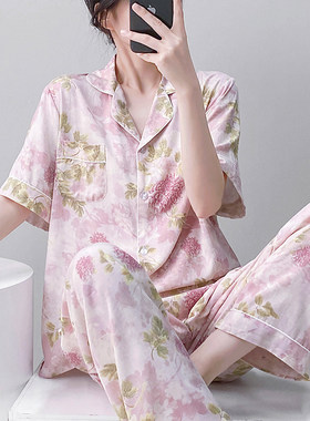 新款棉绸短袖睡衣女士夏季薄款