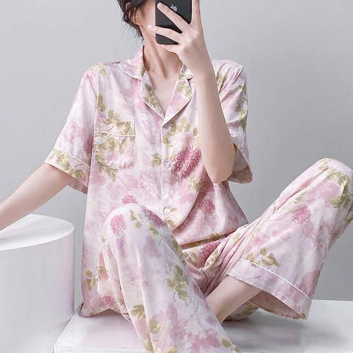 新款棉绸短袖睡衣女士夏季薄款