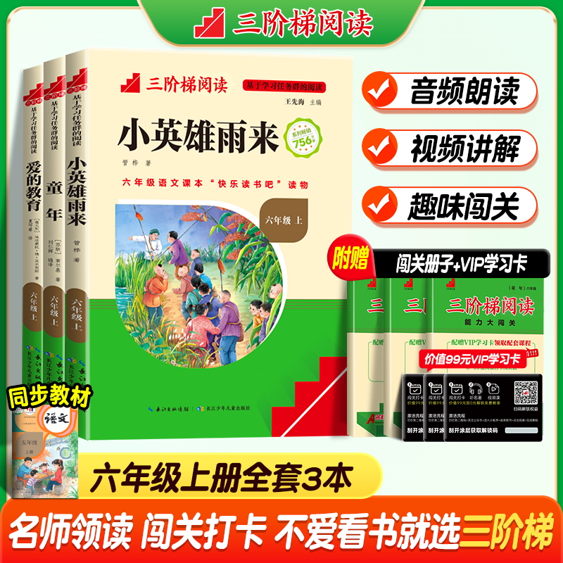 三阶梯阅读小英雄雨来快乐读书吧六年级上册全套童年爱的教育小学生教材推荐必读课外书鲁滨逊漂流汤姆索亚历险骑鹅旅行记名校课堂