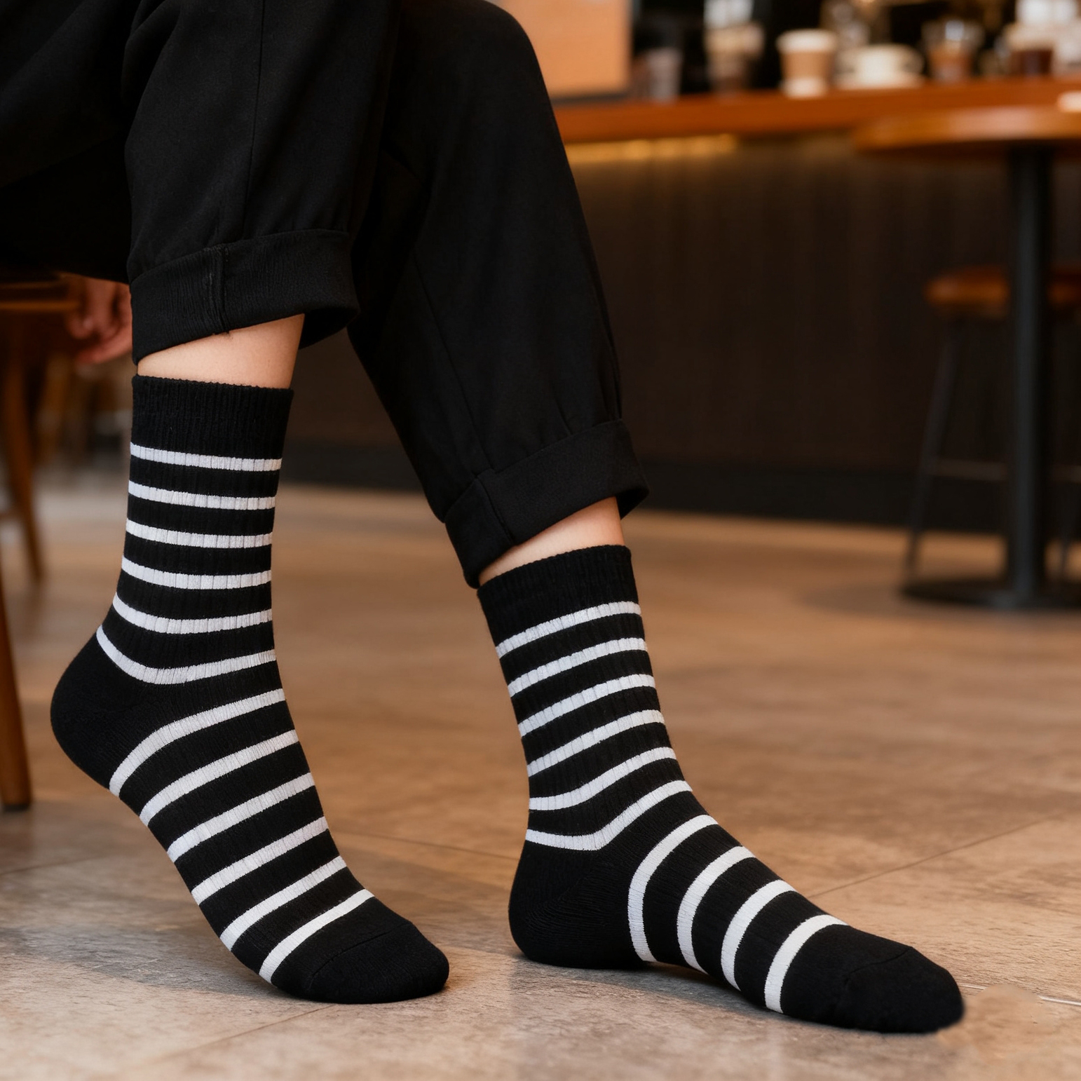 2025春夏Rime韵魅绢丝横条女袜无骨轻薄高弹桑蚕丝透气抗菌棉袜子