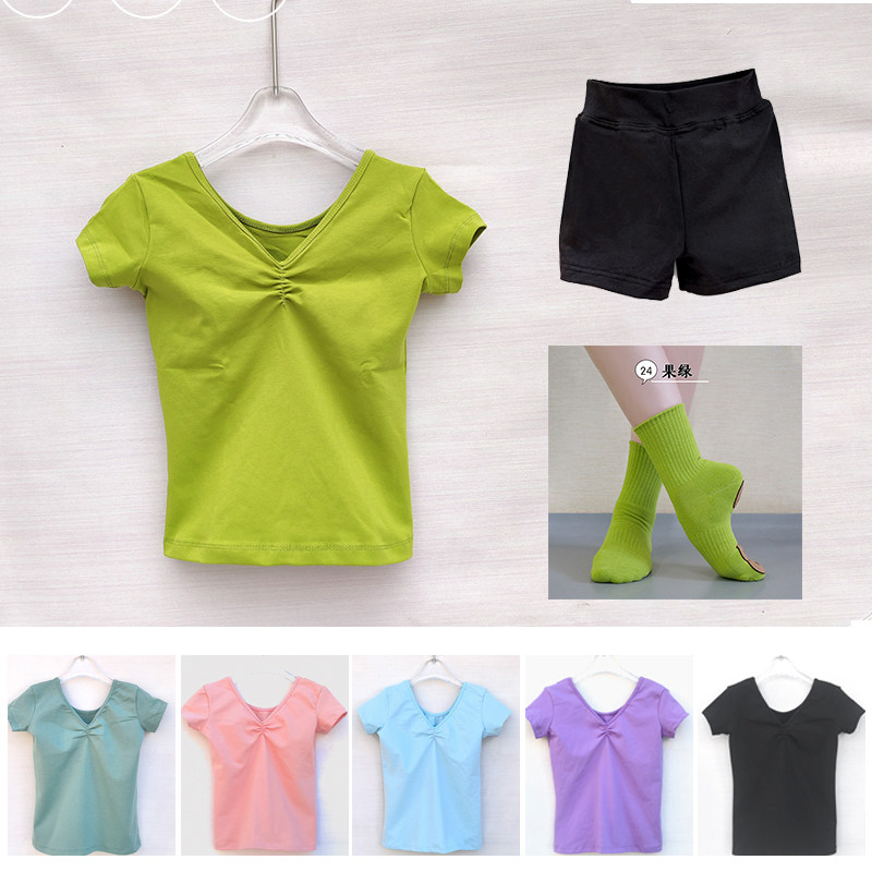 儿童舞蹈服夏季女童艺考练功服套装民舞短袖上衣跳舞服中国舞少儿