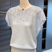 夏装 冰丝小衫 短袖 洋气上衣中老年女装 中年妈妈装 套装 T恤薄款 夏季