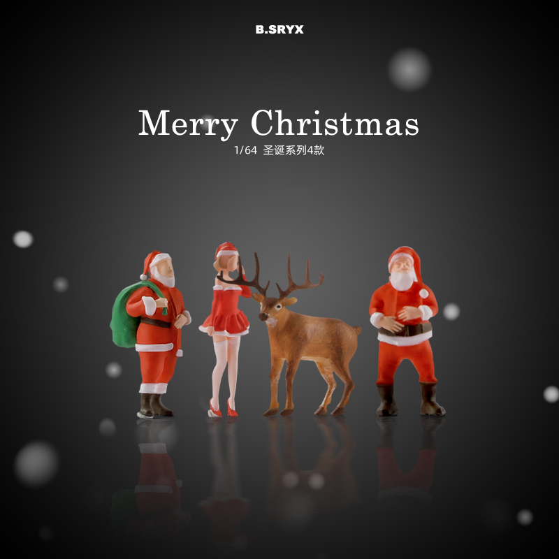 164圣诞老人麋鹿微缩人偶