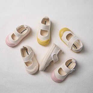 儿童帆布鞋女童小白鞋宝宝一脚蹬鞋子软底透气男童鞋幼儿园室内鞋