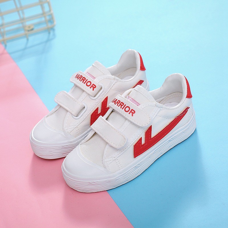 回力正品深圳小学生校鞋白色红边帆布鞋儿童小白鞋男童跑步运动鞋
