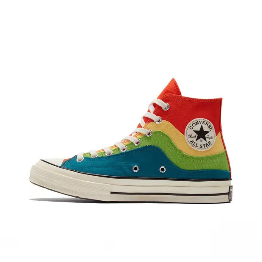 converse 1970s 高帮拼接波浪男女彩虹帆布鞋 169518c 170836
