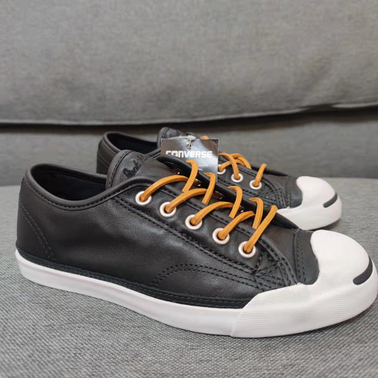 converse 匡威薄底开口笑牛皮低帮板鞋黑色牛皮158859c 169613