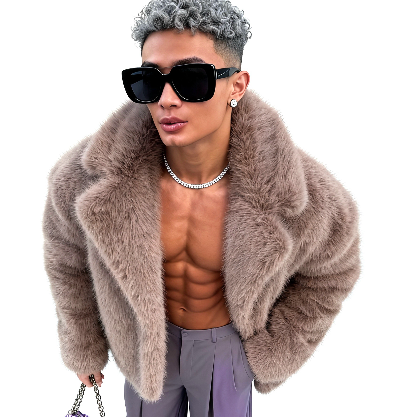 仿狐狸毛环保皮草西装高级感